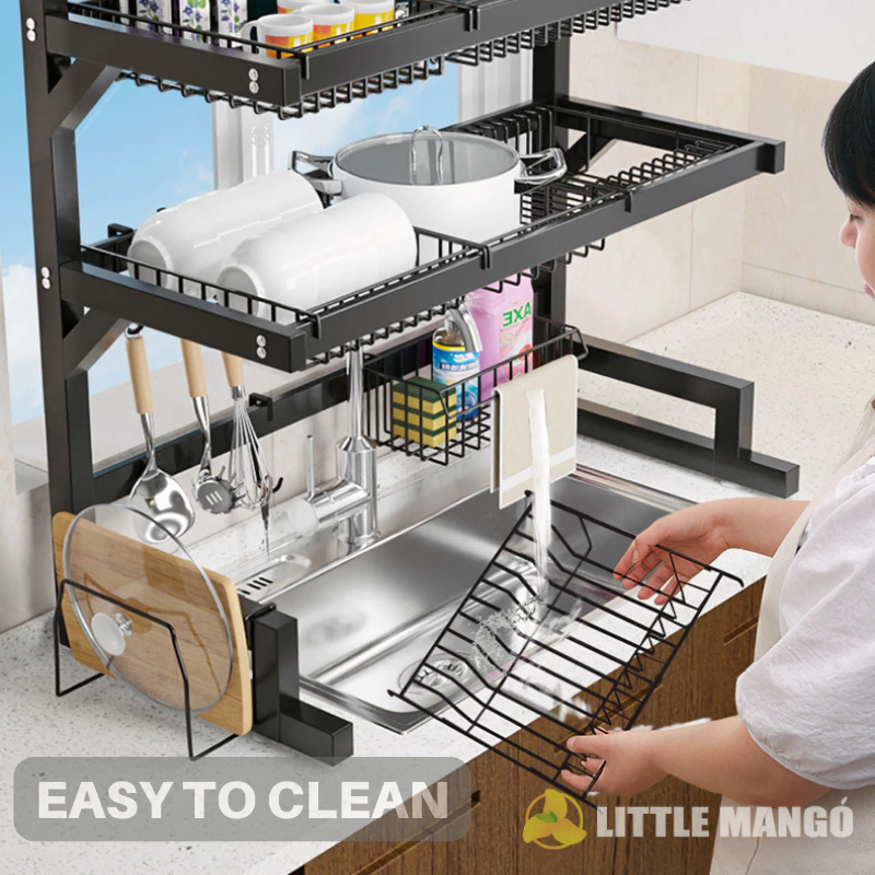 Rak Pinggan Sinki Mangkuk Stainless Steel Rak Dapur Drying Rack