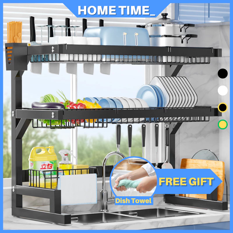 Rak Pinggan Sinki Mangkuk Stainless Steel Rak Dapur Drying Rack