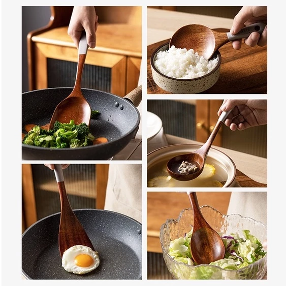 solid wood cooking tool set