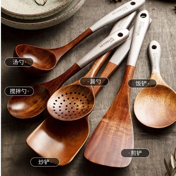 solid wood cooking tool set